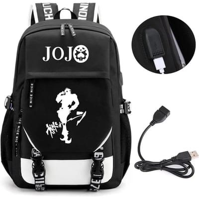 Anime JOJO Jonathan Joestar Golden Experience Rugzak Schooltas met USB-poort Laptopvak voor Jongens Meisjes Reistas 12 inches