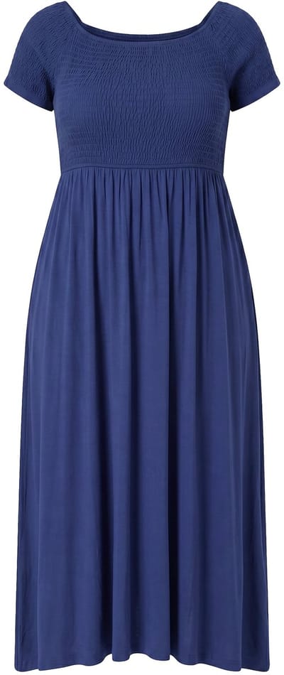 Angel of Style - Dames - Maxi-jurk A-lijn jersey gerimpelde borst - Donkerblauw - Maat 52