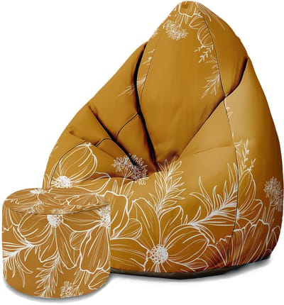 DreamRoots Velvet Zitzak voor Volwassenen – Luxe Beanbag met Voetsteun en Afneembare Hoes – Inclusief Vulling – 80x80x120 cm - Sunset Elegant