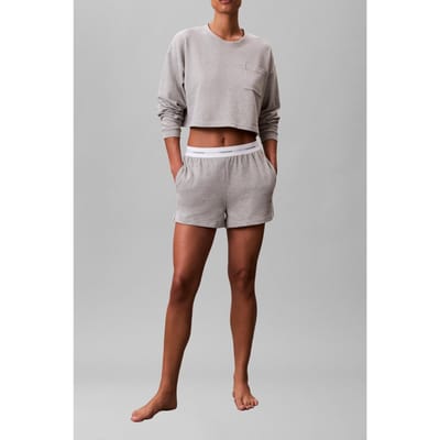Calvin Klein Logo Jersey Long Sleeve Crop Grey Heather Taglia: XS | Maglie a manica lunga Outlet | Donna | Grigio