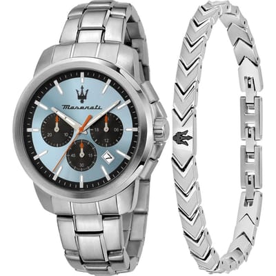 Masrati Successo Chronograaf Roestvrij Staal Lichtblauw Wijzerplaat Kwarts R8873621045 Herenhorloge lichtblauwe kleur