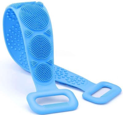 Rug Srcubber - Scrubband - Dry brush - Rugscrubber- Siliconen - Badborstel - Blauw - Uitrekbare Body Borstel - Dubbelzijdige Rugborstel - 71 cm - Massageborstel