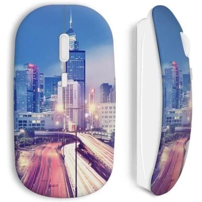 Souris sans Fil - MANIACASE - Hong Kong - Couleur Bleu - Clé USB WiFi incluse - Compatible Mac et PC
