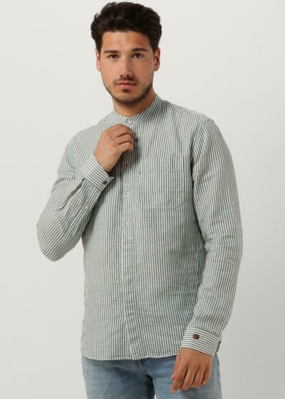 Cast Iron Long Sleeve Shirt Co Li Dobby Stripe Polo's & T-shirts Heren - Polo shirt - Mint - Maat XXL