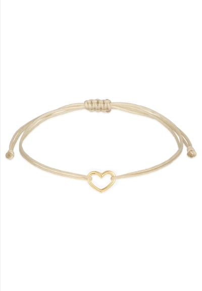 Elli - Armband - Dames Hart liefde met textiel Band in 925 Sterling Zilver Verguld - Dames