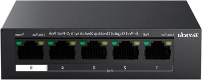 PoE Switch - Netwerk Switch - Camera's Aansluiten - 6kV Surge Protection - 5 Poorten - Zwart