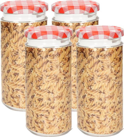 Plasticforte Weckpot/inmaakpot Classic - 4x - 550ml - kunststof - draaideksel - rood - D7 x H16 cm