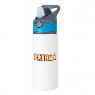 Hacebo® - Father waterfles met rietje blauw - Vader - papa - Vaderdag - cadeau - verjaardag - kado - water fles - 650ML