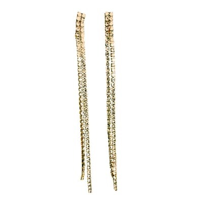 Klem/clip oorbellen -Strass- goudkleur- 9 cm- geen gaatje- Charme Bijoux