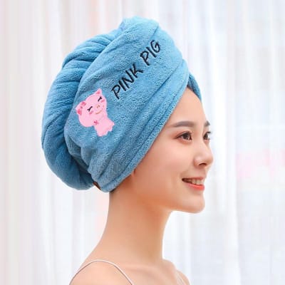 Magische Douchemuts Gemaakt van Microvezel, Borduurhanddoek, Badmutsen, Een Hoed voor Droog Haar, Een Sneldrogende Zachte Hoed voor Een Dame, Een Tulband op Zijn Hoofd blauw