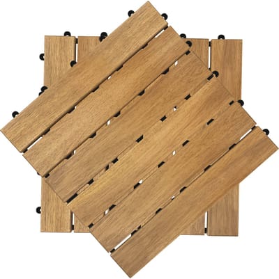 11X Houten Tegels – 30x30 cm – Terrastegels Houtlook 1 m² – Acacia Houten – Balkontegels Voor Balkon, Terras, Tuin & Badkamer – Waterafvoer & Rutschfest – Stijl A
