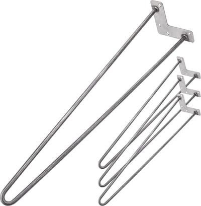 PrimeMatik - Poten voor tafel en meubels vintage stijl stalen poten 2 palen 71 cm 4-pack