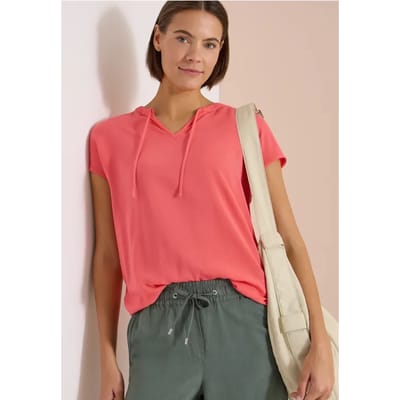 Blouse met korte mouwen en structuurmix