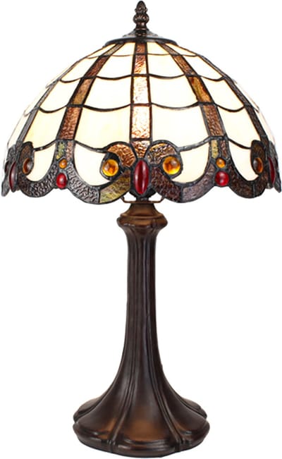 Lumilamp Tiffany Tafellamp 43 cm Wit Bruin Polyresin