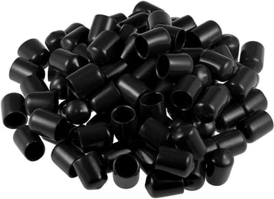 Zwarte Ronde Schroefdraadbeschermers 1/2 Inch Set van 100 Stuks - Flexibele Doppen voor Meubels en Bescherming