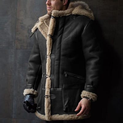 Herfst en Winter Bont Geïntegreerde Capuchon Bontkraag Verdikte Jas Imitatieleer Fluweel Heren Jas 5XL zwart