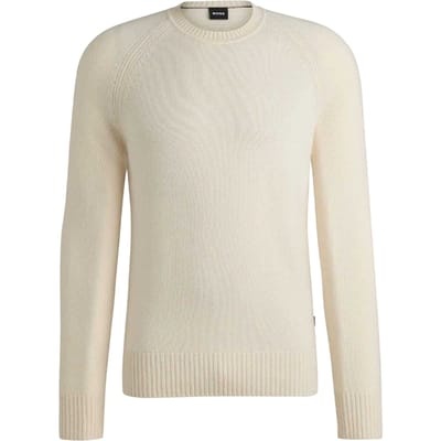 Boss Heren Emalvo Gebreide Raglan Trui (Wit)