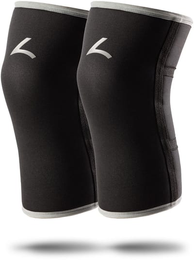 Reeva Knee Sleeves Powerlifting 7mm - Maat M - Knie Brace geschikt voor Powerlifting, Fitness en Gewichtheffen - Grijs