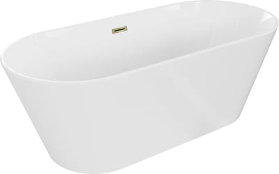 Mexen Flavia vrijstaande badkuip 150 x 75 , wit, gouden overloop - 54031507500-50