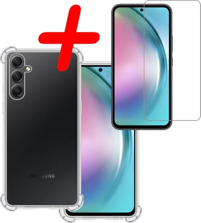 Hoesje Met Screenprotector - Geschikt voor Samsung Galaxy A54 - Sterk & Shockproof - Siliconen Case - Back Cover - Telefoon Hoes - Shock Proof - Transparant