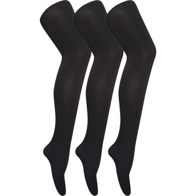 3 paar dames gekleurde ondoorzichtige 80 denier panty's - Zwart