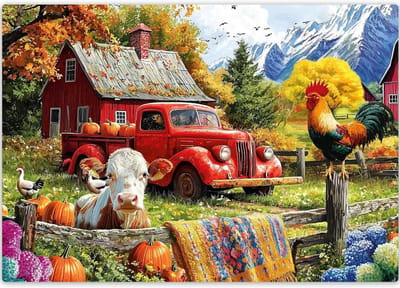 Legpuzzel Boerderij - Collage Kunst Puzzel - Ontspanning Thuis - Uniek Gesneden Stukjes - 55 x 39 cm