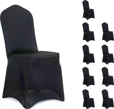 Somstyle Stoelhoezen Set - 10 Stuks - Eetkamer Stoelhoes - Stretch - Stoel Cover - Zwart