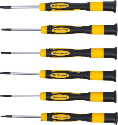 Schroevendraaierset - Torx Bits - Precisiewerk - Magnetische Tips - 6 Delig - Zwart Geel