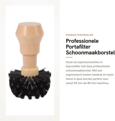 Dailygoods- Schoonmaakborstel Professioneel - Barista Borstel - Houten Handvat - Nylon Borstels - Compatibel met 54mm/58mm - Grondige Reiniging - Reinigingsborstel
