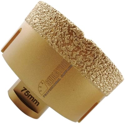 Diamant Boor - Kernboor Tegelboor - Gaten Boren - Vacuüm Gesoldeerd - 75 mm - Zilver