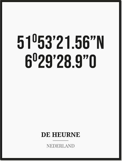 Poster/kaart DE HEURNE met coördinaten