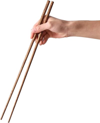 Wood Lange houten stokjes voor koken - 42 cm houten kookstokjes - Chinese eetstokjes voor schaal met vuur/keuken braden/noedels - 2 paar