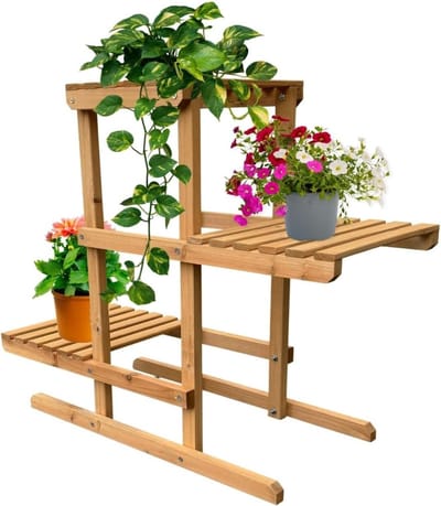 Coemo Plantenrek Houten, Bloemenrek, plantenrek binnen Bloementrap voor Tuin, Balkon, 3/5/7 Niveaus Patio of Binnenruimtes, Bloemenstandaard, Trap voor Planten op Meerdere Niveaus