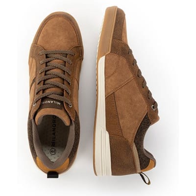Milanoro - Stijlvolle, comfortabele sneakers voor heren - Cognac - Maat 42