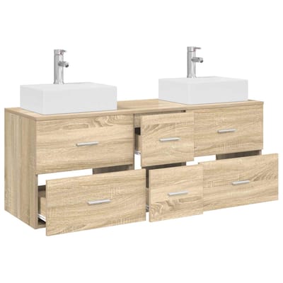 vidaXL - Badkamerkast - set - 3 - st - Sonoma - Eiken - 129 - x - 41 - x - 79.5 - cm