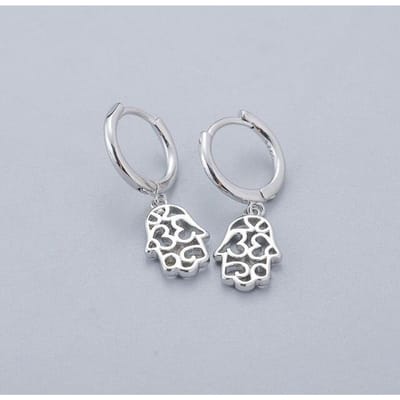 925 Sterling Zilver Holle Palm Hanger Oorbellen Mode Vrouwen Eenvoudige Oorbellen