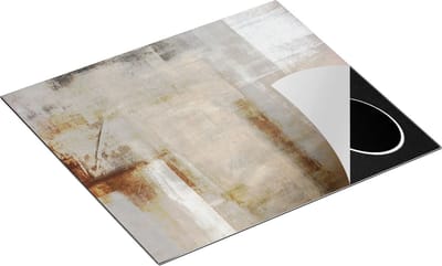 Chefcare Inductie Beschermer Abstracte Kunst Bruin met Beige - 60x50 cm - Afdekplaat Inductie - Kookplaat Beschermer - Inductie Mat