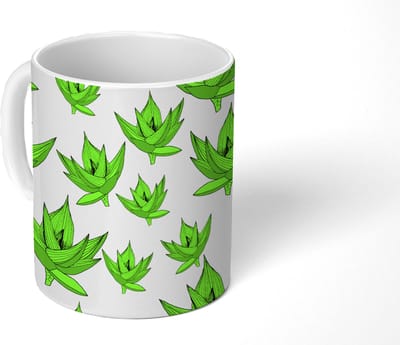 Mok - Koffiemok - Aloë Vera - Patronen - Planten - Mokken - 350 ML - Beker - Koffiemokken - Theemok