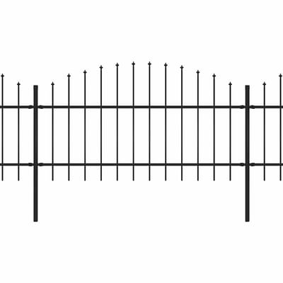 vidaXL - Tuinhek - met - speerpunt - staal - 337x125 - cm - zwart