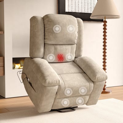 Massagestoel - Relaxfauteuil - Zetel - Sta op stoel elektrisch - Stof - 1 persoons - Met armleuning - Zeer comfortabel - Elektrisch - Bruin