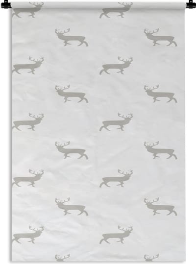 Wandkleed - Wanddoek - Patronen - Hert - Wit - 60x90 cm - Wandtapijt