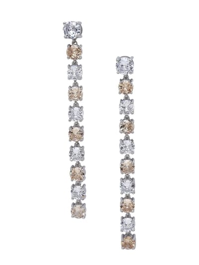 AVANT-GARDE PARIS Oorbellen - Drop Earrings - Kristal - Rhodium Plated - 8.2 cm - Elegante Beweging