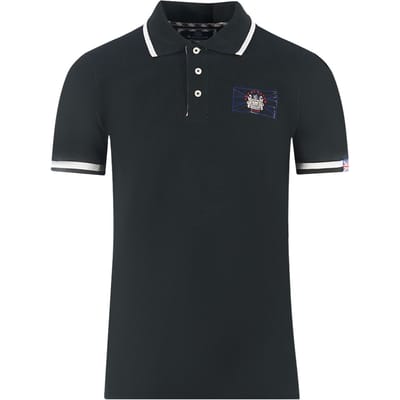 Aquascutum London Union Jack Black Polo Shirt