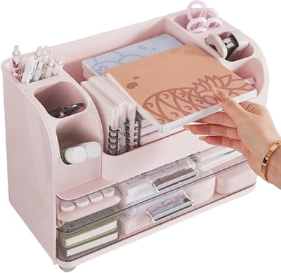 Make-up Organizer - Cosmetica Opbergrek - Bureau Organisatie - Grote Capaciteit - 26x20.5x26 cm - Roze