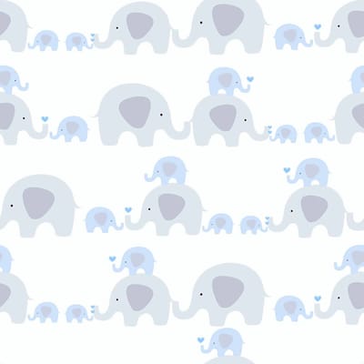 OLIFANTJES BEHANG | Kinderkamer - blauw grijs wit - A.S. Création Little Love