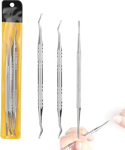 3-delige set ingegroeide teennagels, professionele nagelverzorging, ingegroeide teennagels, bestand en lifter, roestvrij staal, manicure en pedicureset, nagelvijl en ingegroeide