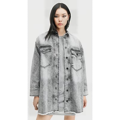 AllSaints Lily Denim Dress Vintage Black Maat: S | Blousejurken Outlet | Dames | Grijs