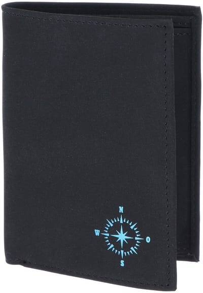 oxmox portemonnee New Cryptan RFID Protect Kombibörse Windrose 2.0 Print Cyan Black zwart