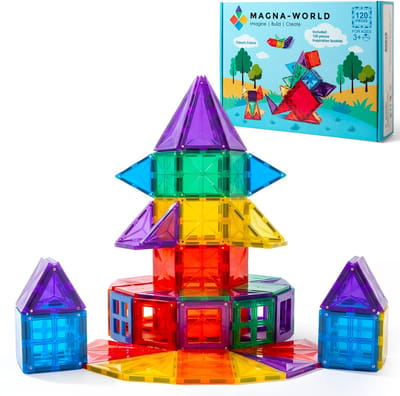 Magna-World® Classic 120-delig - Magnetic Tiles - Magna Tiles - Magnetisch Speelgoed - Magnetische Tegels - Speelgoed voor 3 t/m 12 Jaar