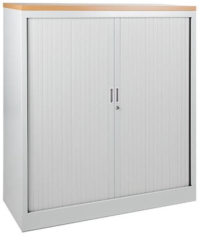 Stalen roldeurkast 118x120x43cm Wit Frame, topblad Robson